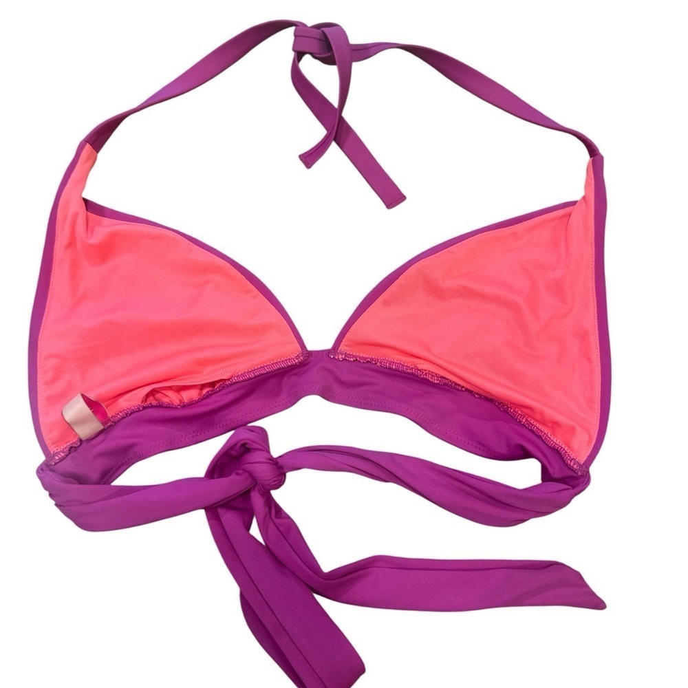 Victorias Secret Halter Neck Bikini Top Fuchsia Stretchy Fabric Womens Size L - Picture 5 of 9